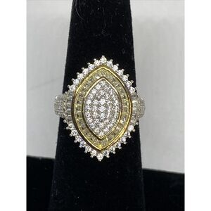SRZ2842TTG 14k Gold Plated Silver Cubic Zirconia Marquise Two-Tone Ring-6 JW66